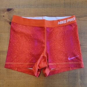 Nike Pro Dri Fit Orange Pink Athletic Workout Shorts Size S Inseam 2.5 In